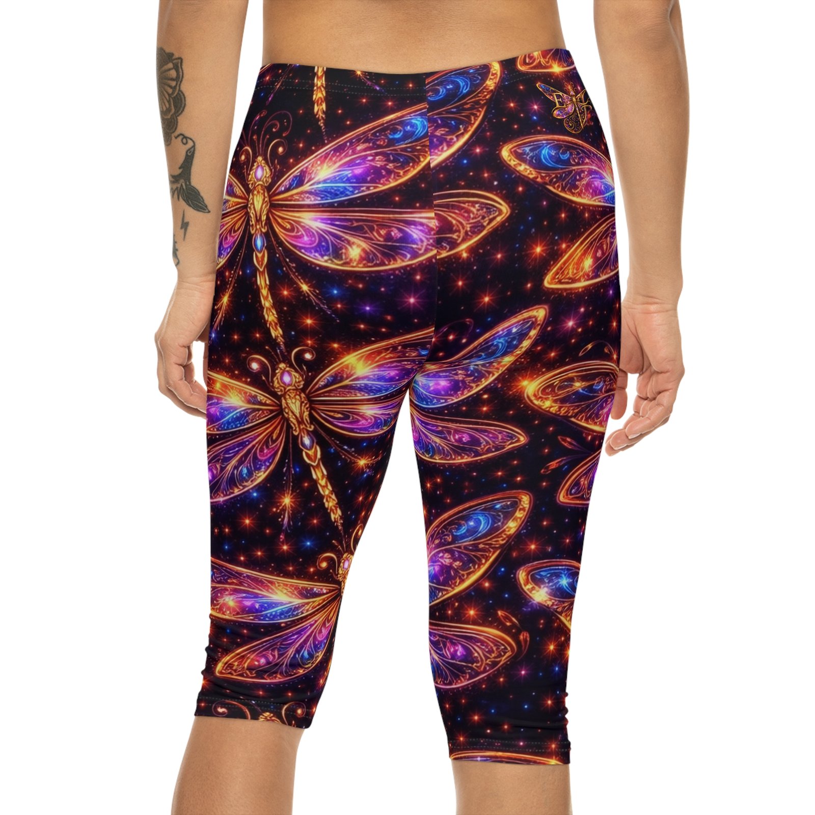 echoflame capri leggings — vibrant dragonfly galaxy print women’s activewear (all over print) echoflame capri leggings — vibrant dragonfly galaxy print women’s activewear (all over print)