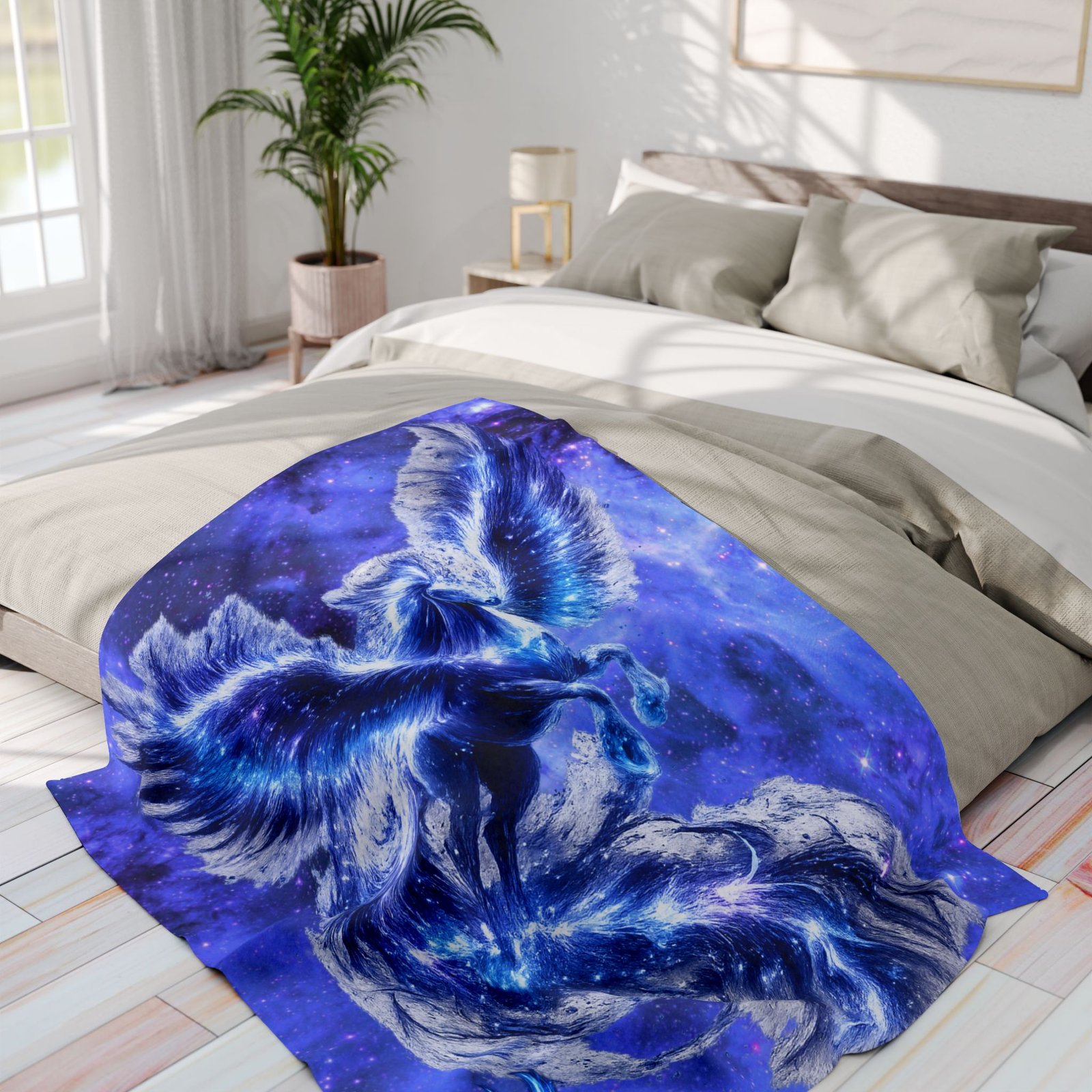 echoflame arctic pegasus fleece blanket — blue cosmic ice winged horse throw echoflame arctic pegasus fleece blanket — blue cosmic ice winged horse throw