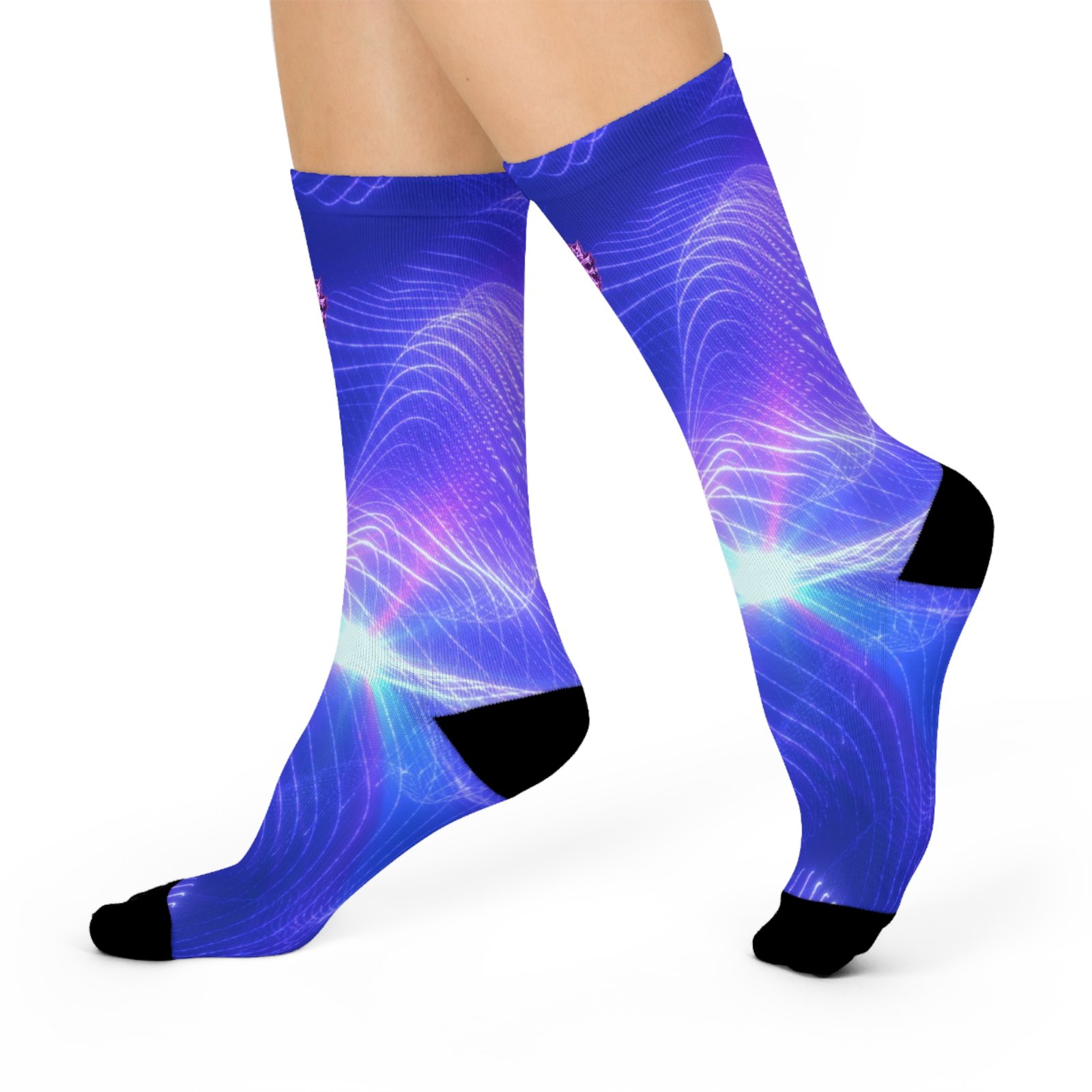 echoflame electric wave crew socks — cushioned blue gradient socks with neon accent echoflame electric wave crew socks — cushioned blue gradient socks with neon accent