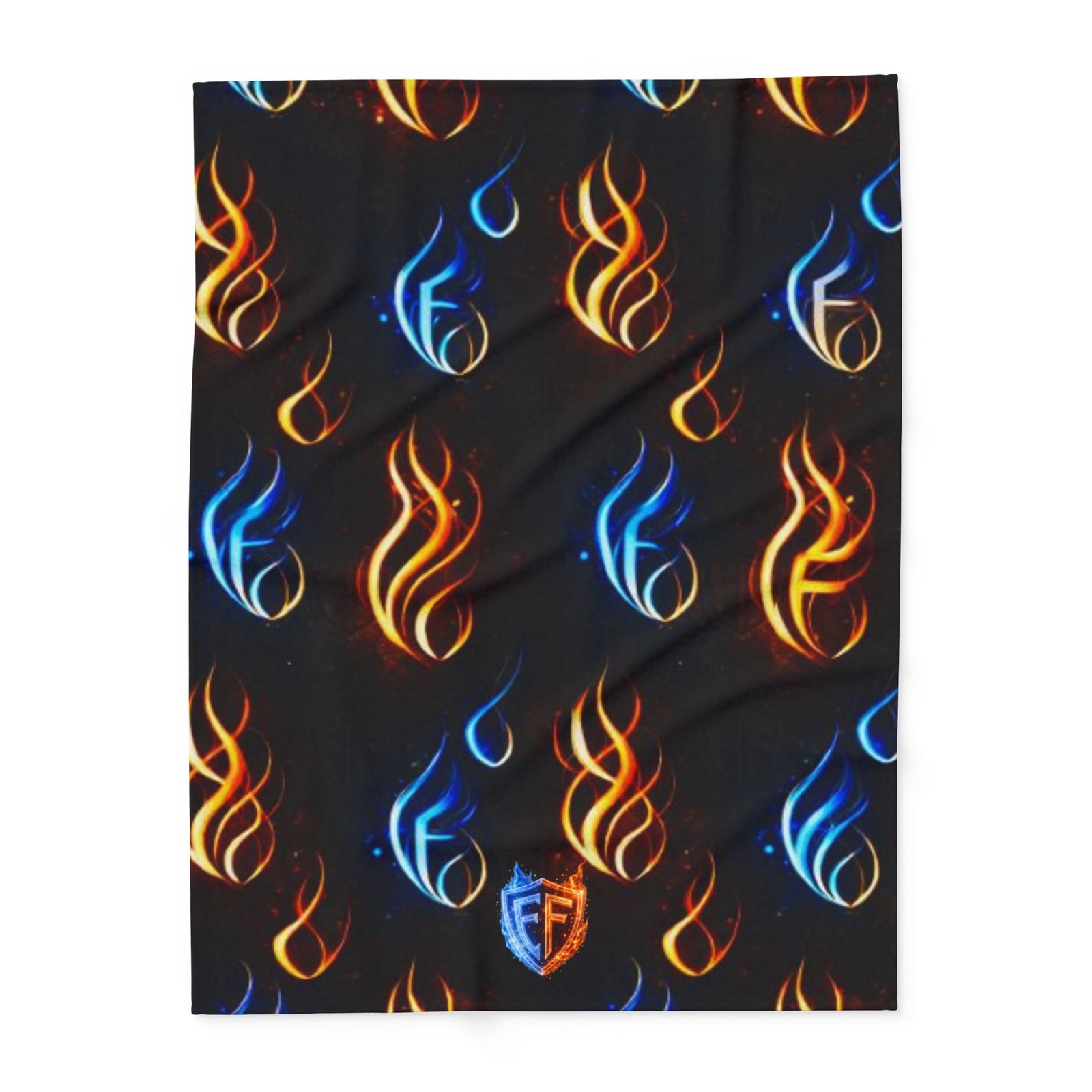echoflame flame pattern arctic fleece blanket — blue & orange fire design cozy throw echoflame flame pattern arctic fleece blanket — blue & orange fire design cozy throw