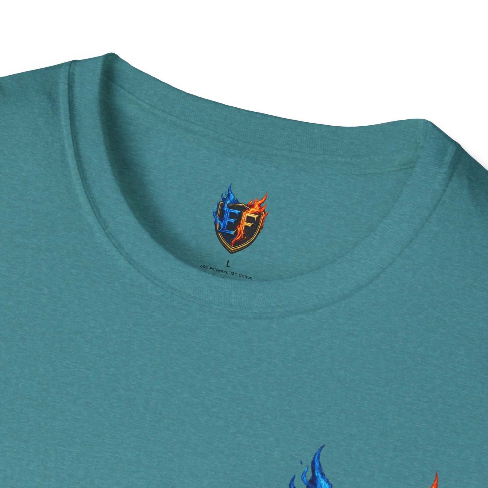 echoflame shield crest t shirt — ef flame logo (blue & red) echoflame shield crest t shirt — ef flame logo (blue & red)