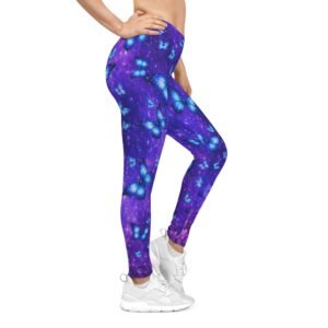 echoflame galaxy blue butterfly leggings — women's casual all over print