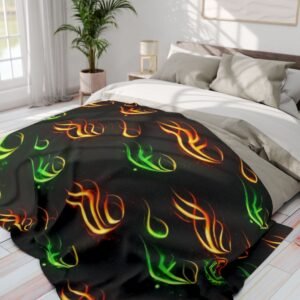 echoflame arctic fleece blanket — neon flame pattern throw blanket for cozy home & gift