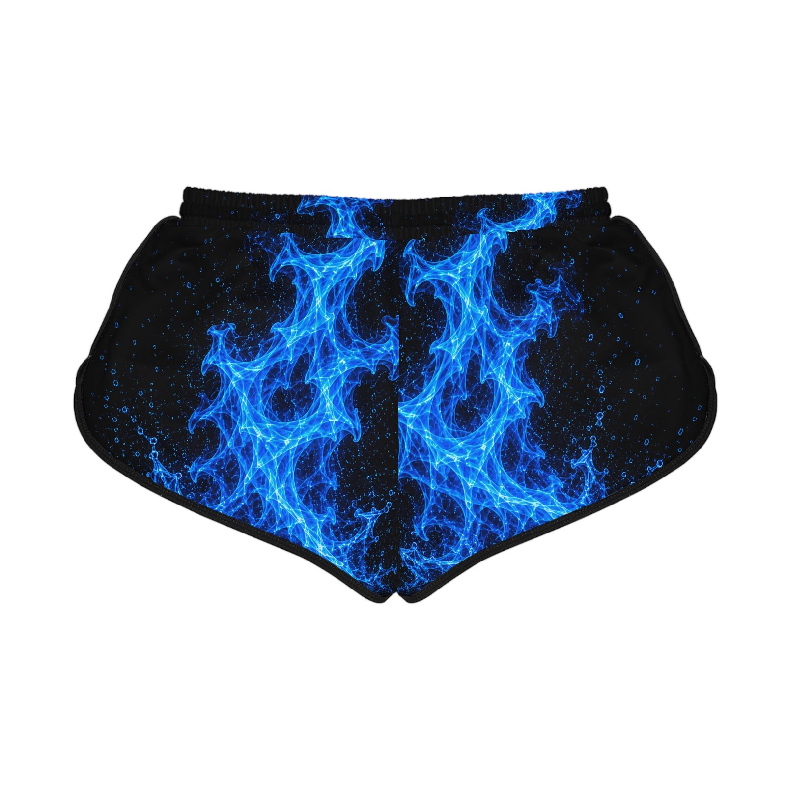echoflame blue flame women's relaxed shorts — electric fire print lounge & activewear echoflame blue flame women's relaxed shorts — electric fire print lounge & activewear