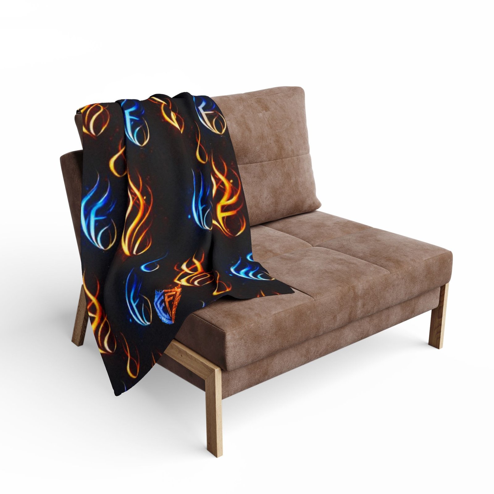 echoflame flame pattern arctic fleece blanket — blue & orange fire design cozy throw echoflame flame pattern arctic fleece blanket — blue & orange fire design cozy throw