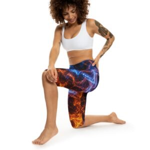 echoflame fire & ice capri leggings — women's abstract flame activewear
