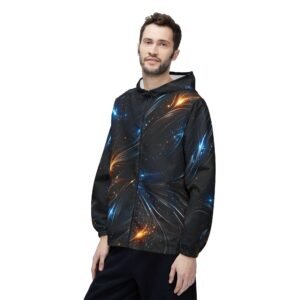 echoflame cosmic flow windbreaker jacket – galaxy swirl aop hooded windbreaker