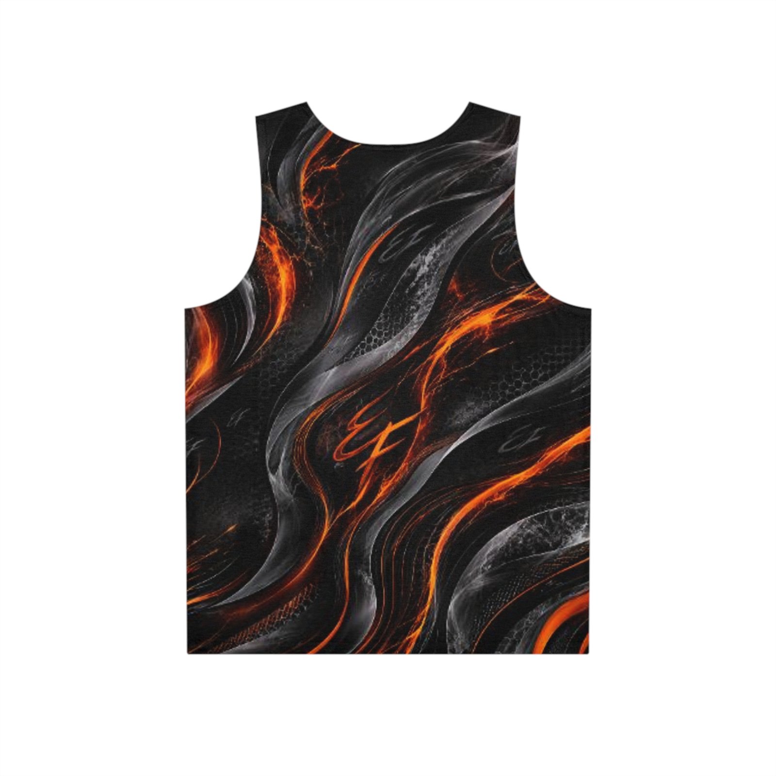 echoflame men's tank black & orange lava wave all over print echoflame men's tank black & orange lava wave all over print