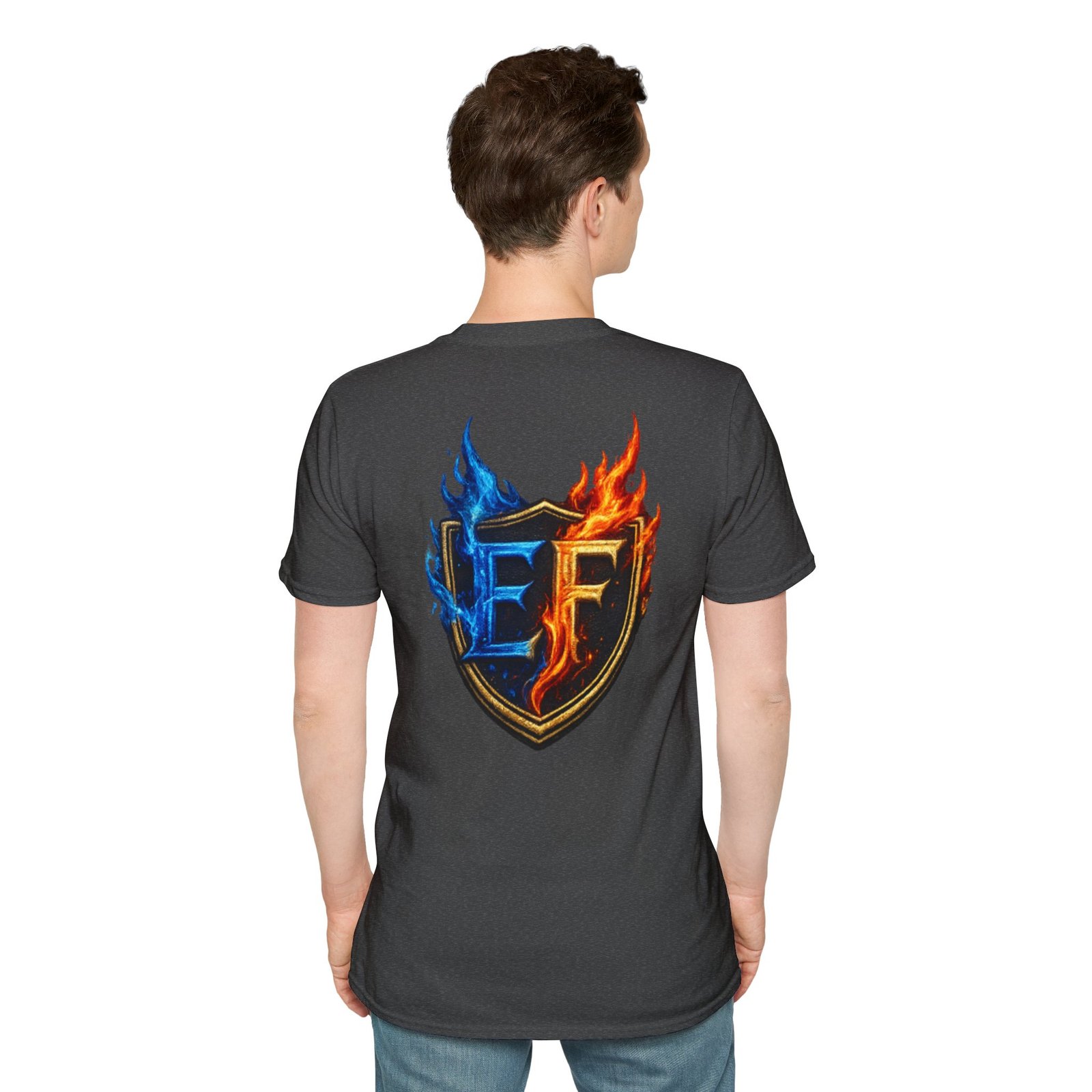 echoflame shield crest t shirt — ef flame logo (blue & red) echoflame shield crest t shirt — ef flame logo (blue & red)