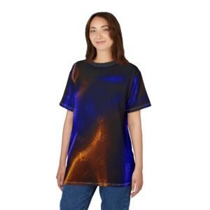 echoflame abstract blue & gold satin pattern tee