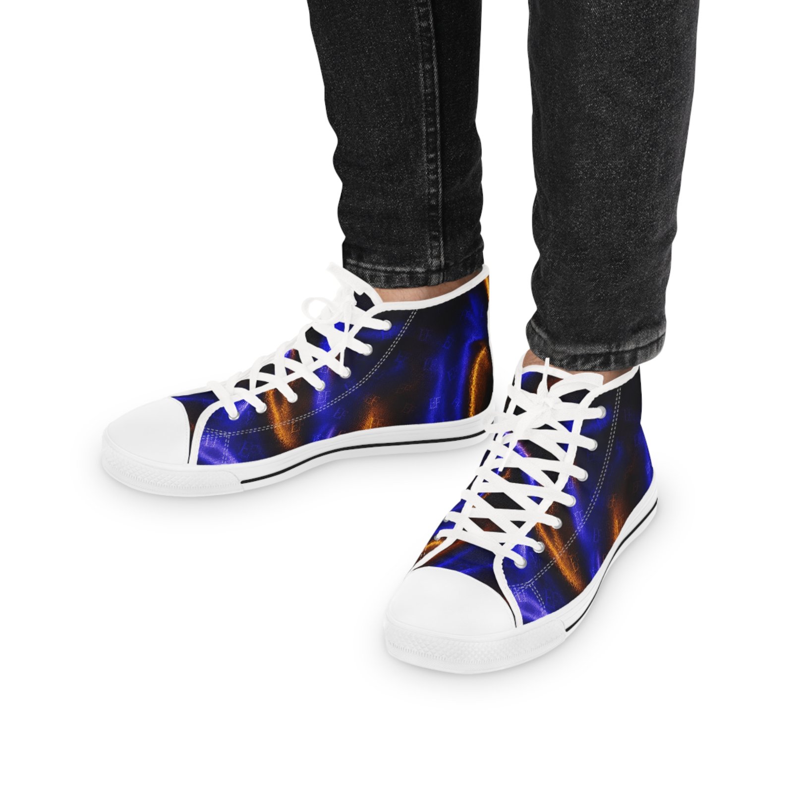 echoflame high top sneakers — blue & copper abstract swirl pattern echoflame high top sneakers — blue & copper abstract swirl pattern