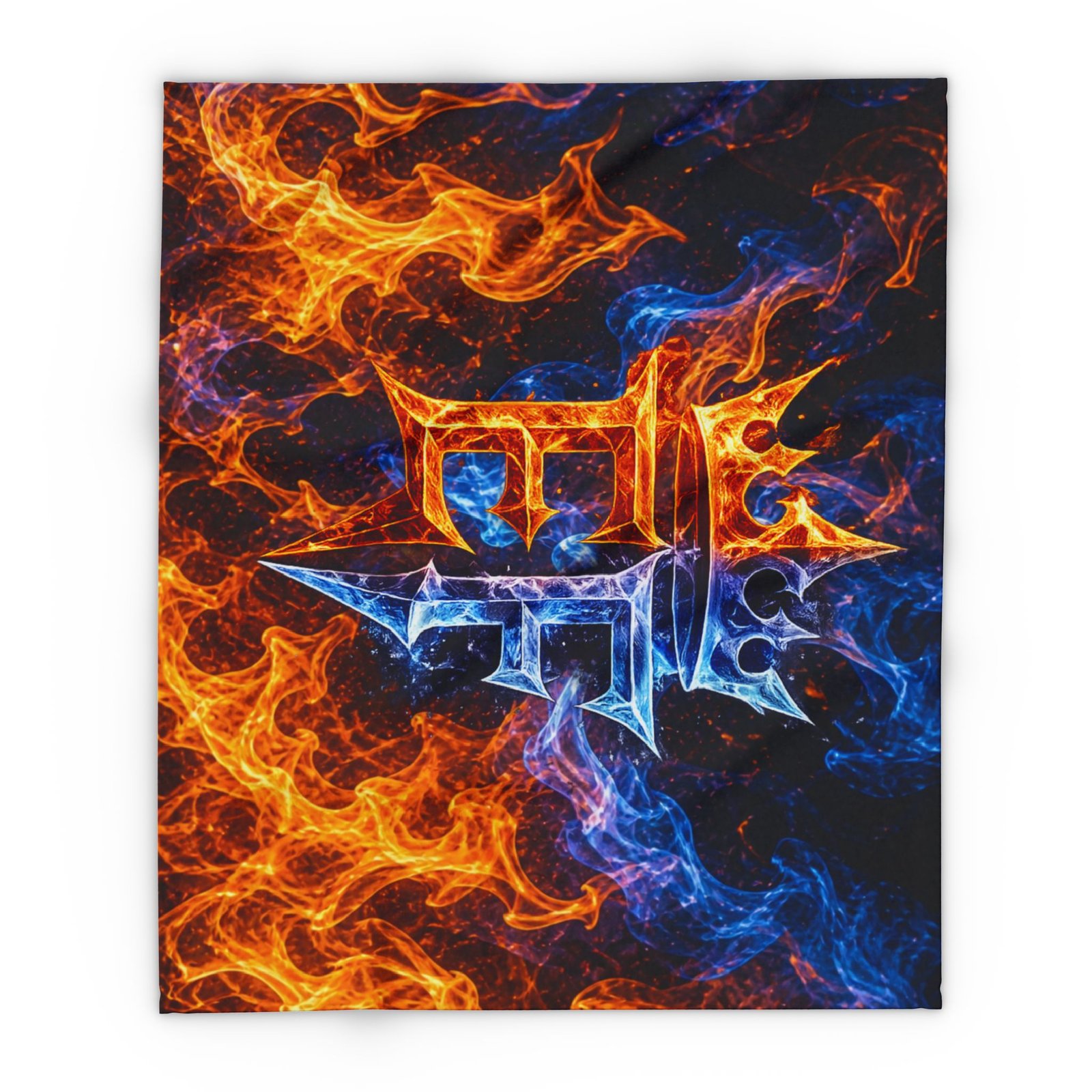 echoflame fire & ice crown fleece blanket — arctic fleece with 'ef' flame design echoflame fire & ice crown fleece blanket — arctic fleece with 'ef' flame design