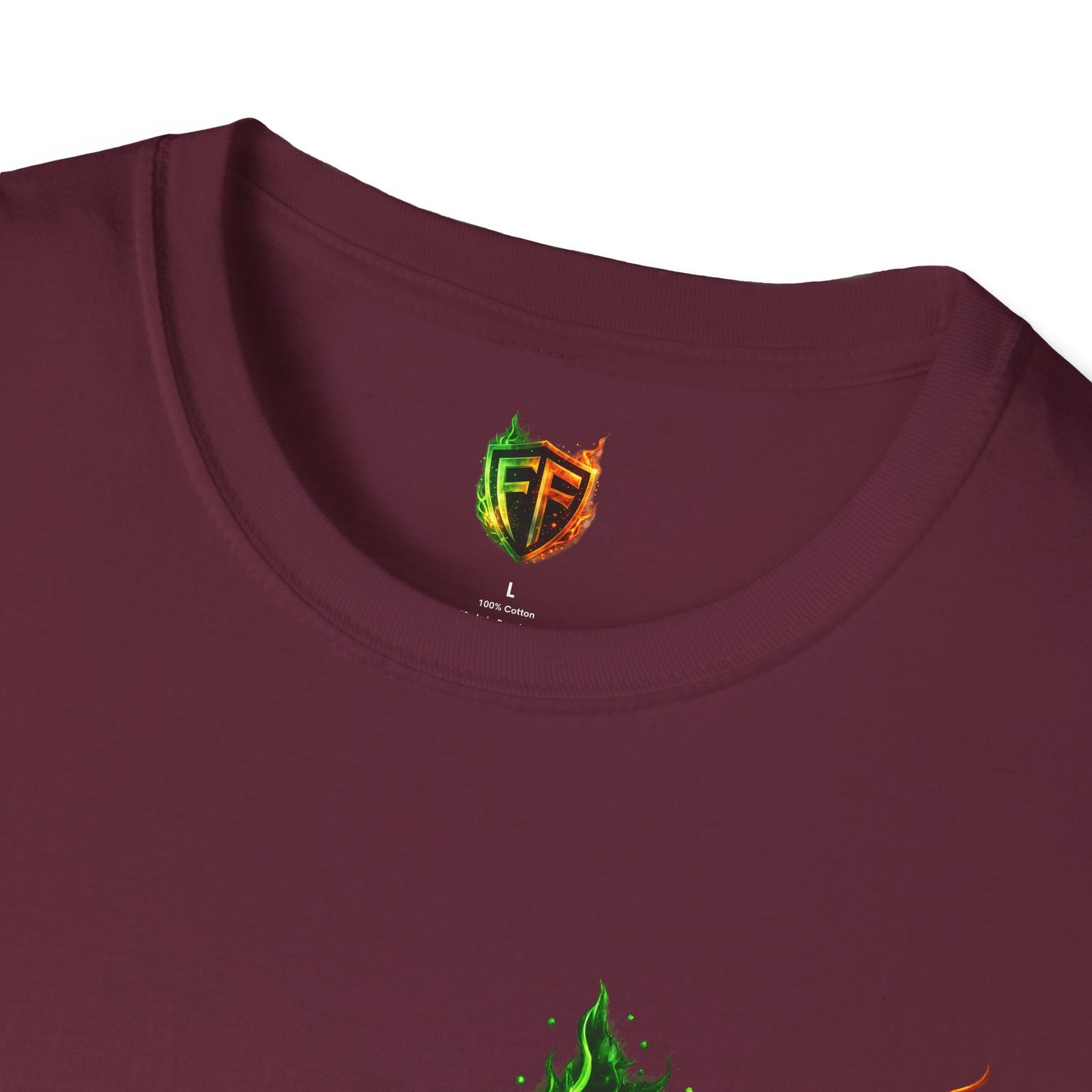 echoflame shield logo t‑shirt — flaming green & orange ef crest echoflame shield logo t‑shirt — flaming green & orange ef crest