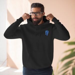 echoflame blue flame graphic hoodie — electric flame back design