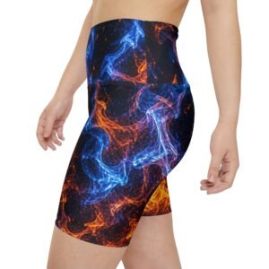 echoflame fire & ice athletic shorts — women's flame pattern workout biker shorts