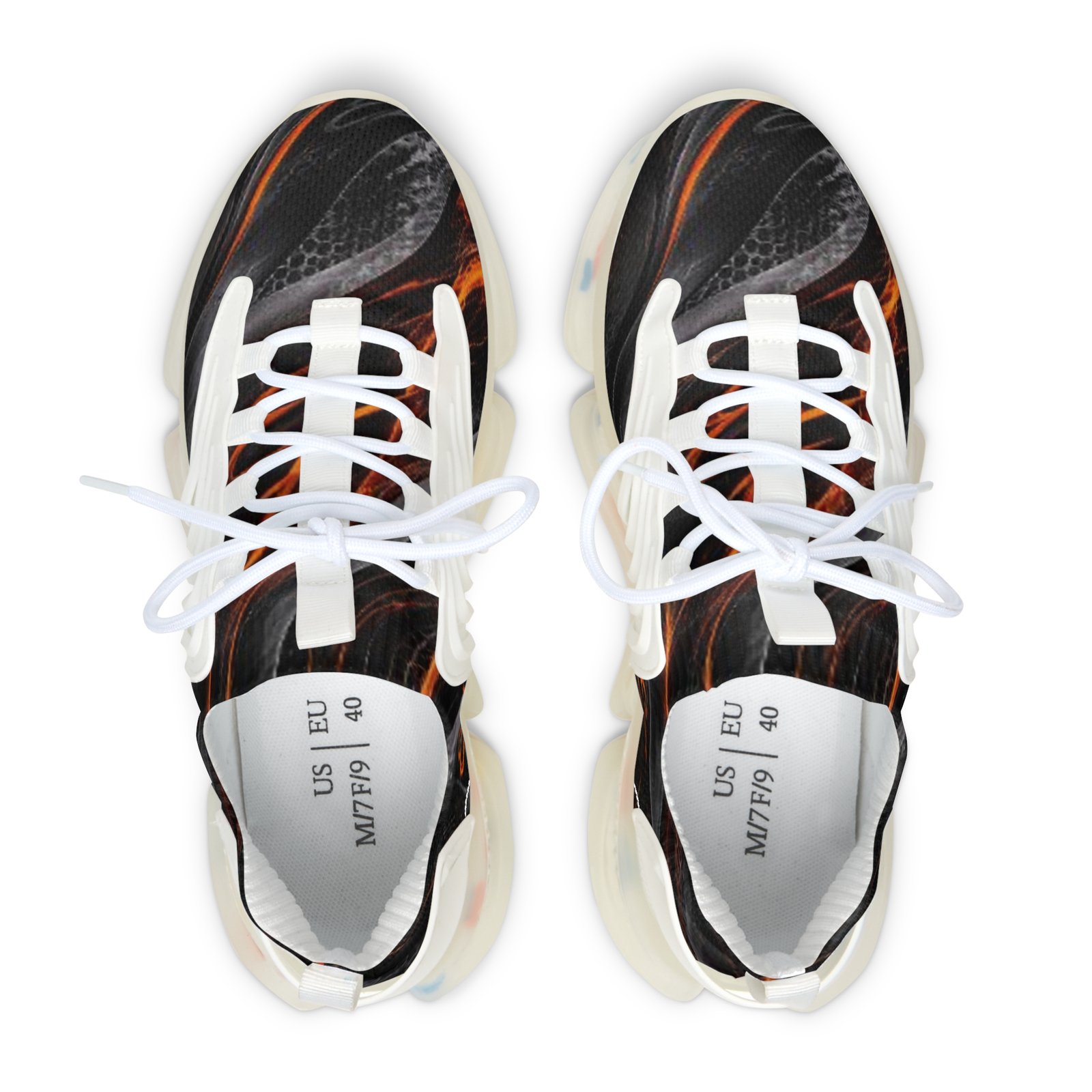 echoflame women’s mesh sneakers — black flame abstract athletic shoes echoflame women’s mesh sneakers — black flame abstract athletic shoes