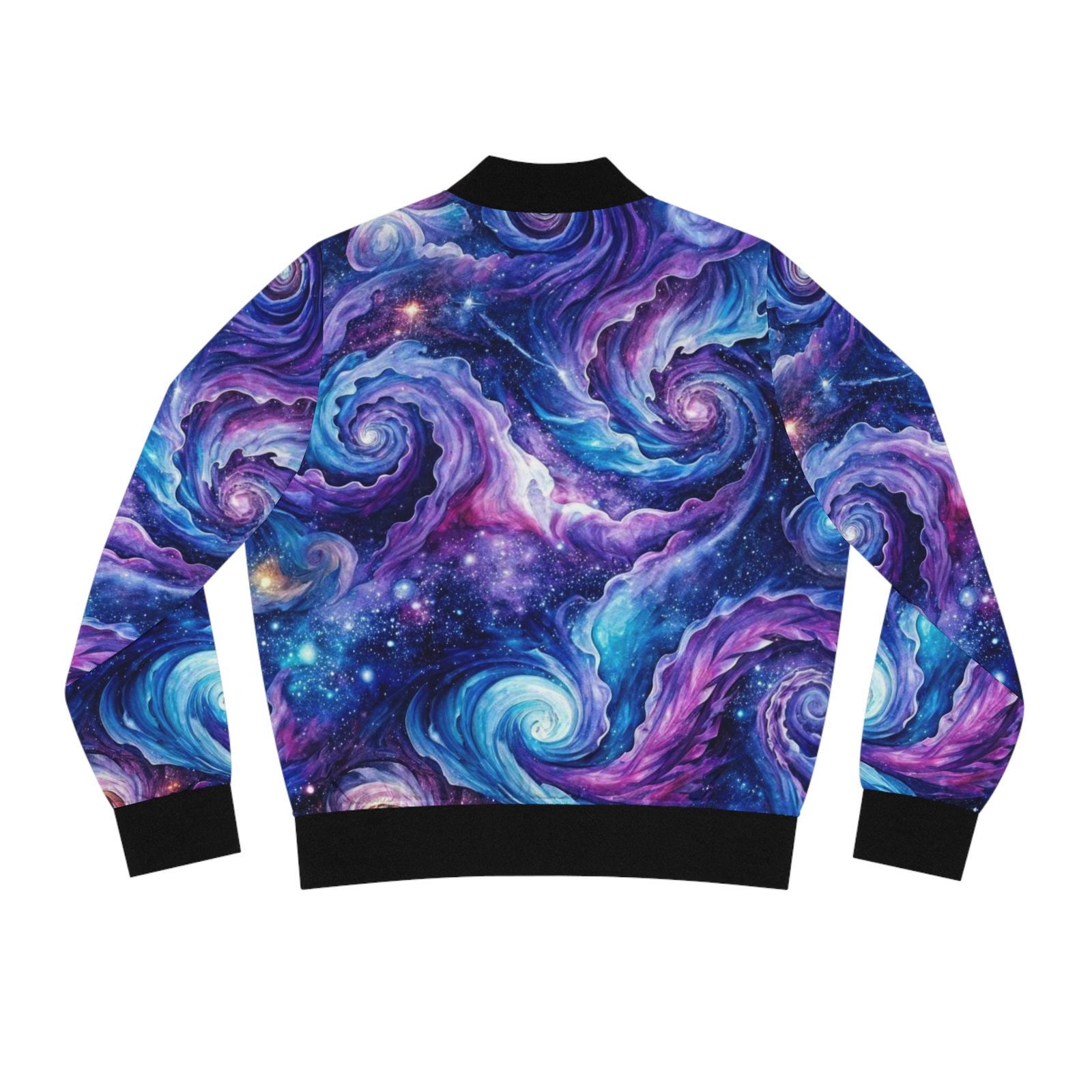 echoflame galaxy swirl bomber jacket — women's cosmic all over print echoflame galaxy swirl bomber jacket — women's cosmic all over print