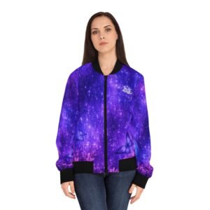 echoflame purple galaxy butterfly bomber jacket — women's all over print