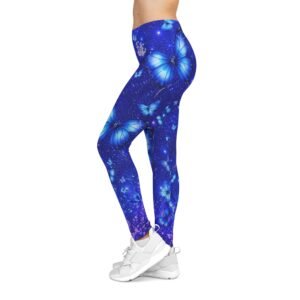 echoflame blue butterfly leggings — women's all over print casual leggings