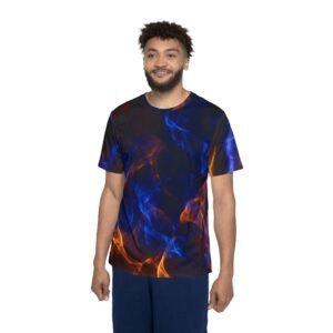 echoflame men's flame nebula sports jersey — blue & orange all over print