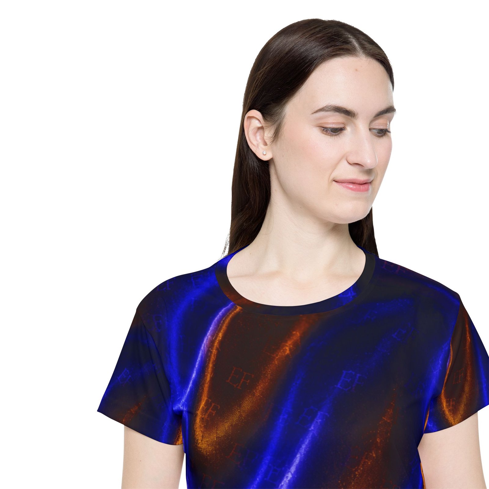 echoflame women's sports jersey iridescent blue & copper satin wave all over print echoflame women's sports jersey iridescent blue & copper satin wave all over print
