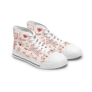 echoflame women's high top sneakers — vintage nautical sketches print