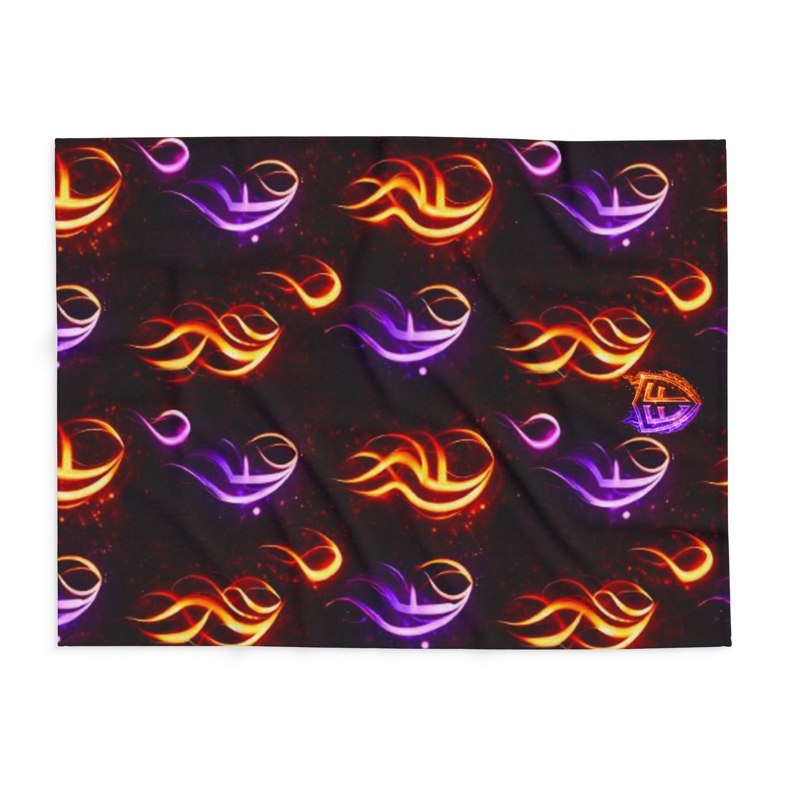 echoflame flame pattern fleece blanket – neon orange & purple fire design echoflame flame pattern fleece blanket – neon orange & purple fire design