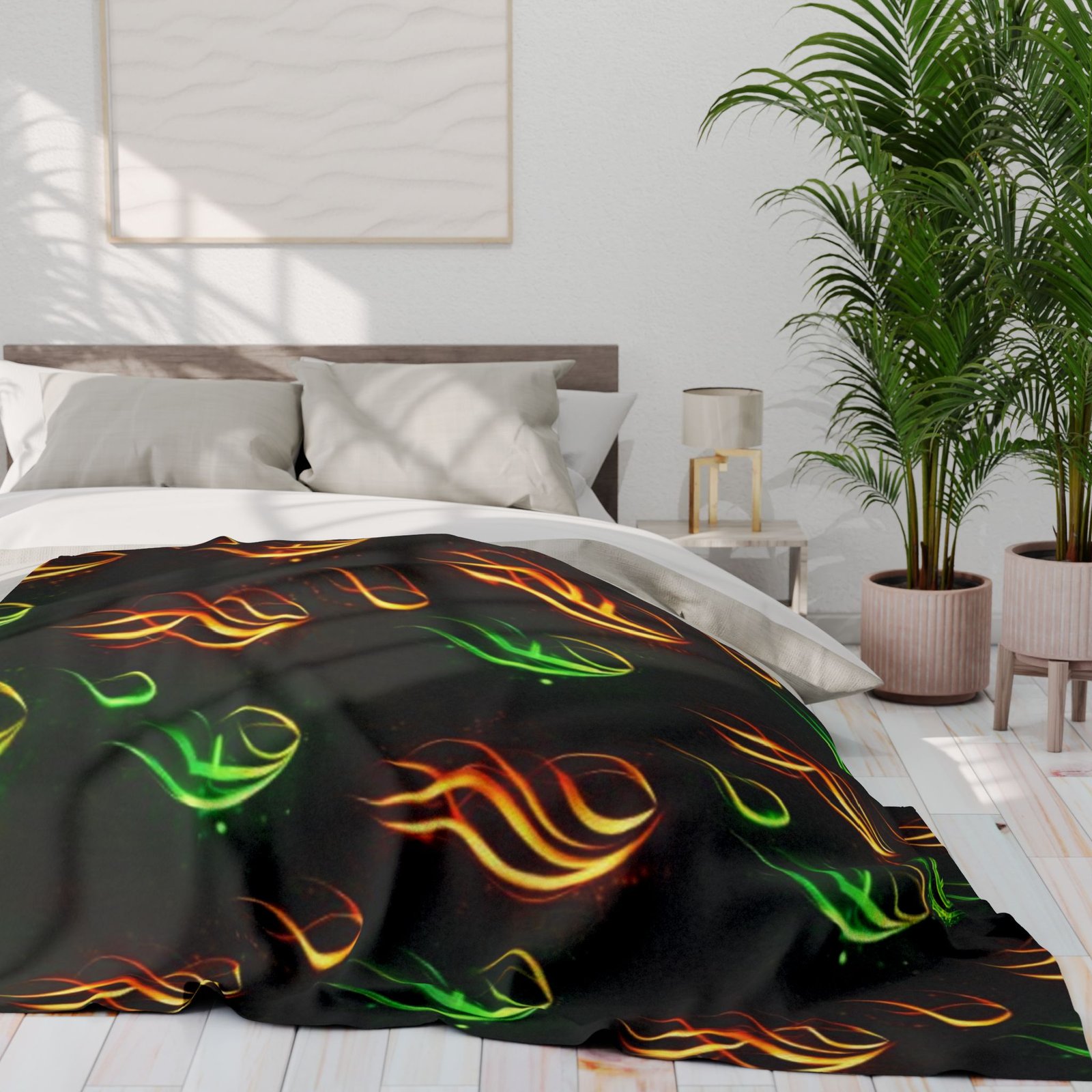 echoflame arctic fleece blanket — neon flame pattern throw blanket for cozy home & gift echoflame arctic fleece blanket — neon flame pattern throw blanket for cozy home & gift