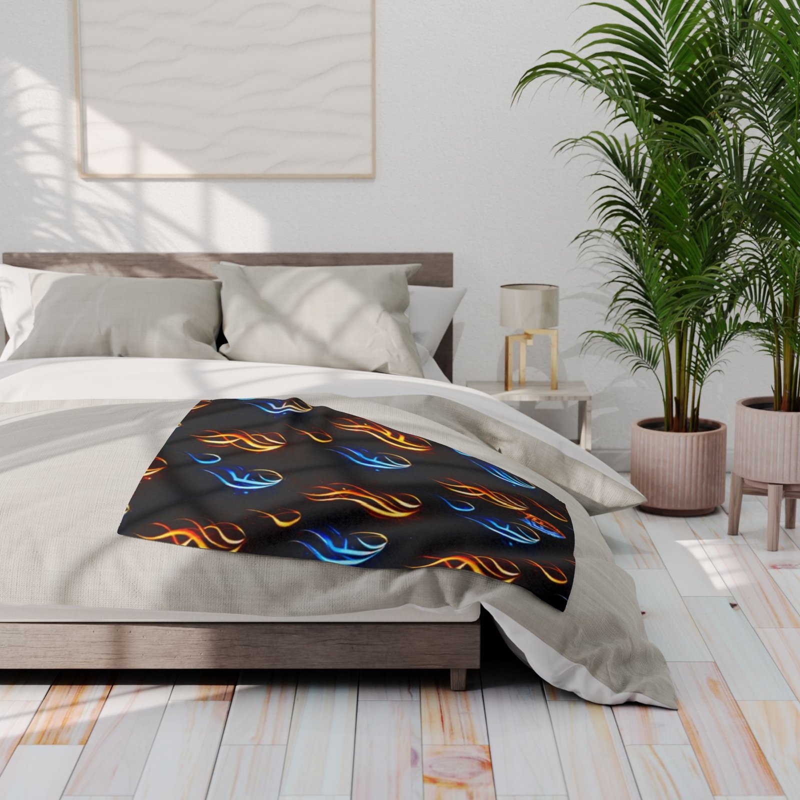 echoflame flame pattern arctic fleece blanket — blue & orange fire design cozy throw echoflame flame pattern arctic fleece blanket — blue & orange fire design cozy throw