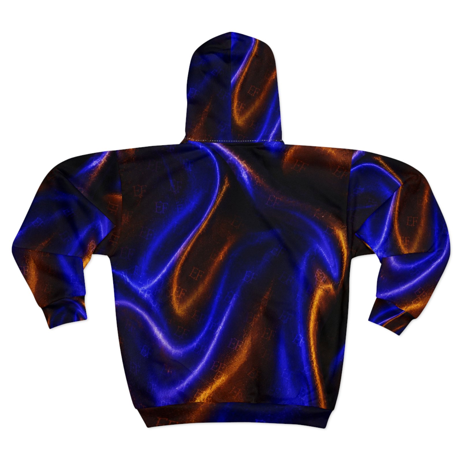 echoflame blue & copper liquid silk zip hoodie – abstract all over print echoflame blue & copper liquid silk zip hoodie – abstract all over print