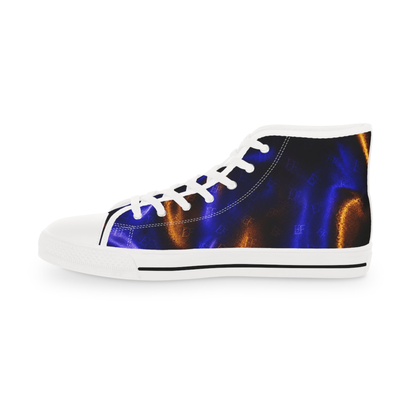 echoflame high top sneakers — blue & copper abstract swirl pattern echoflame high top sneakers — blue & copper abstract swirl pattern