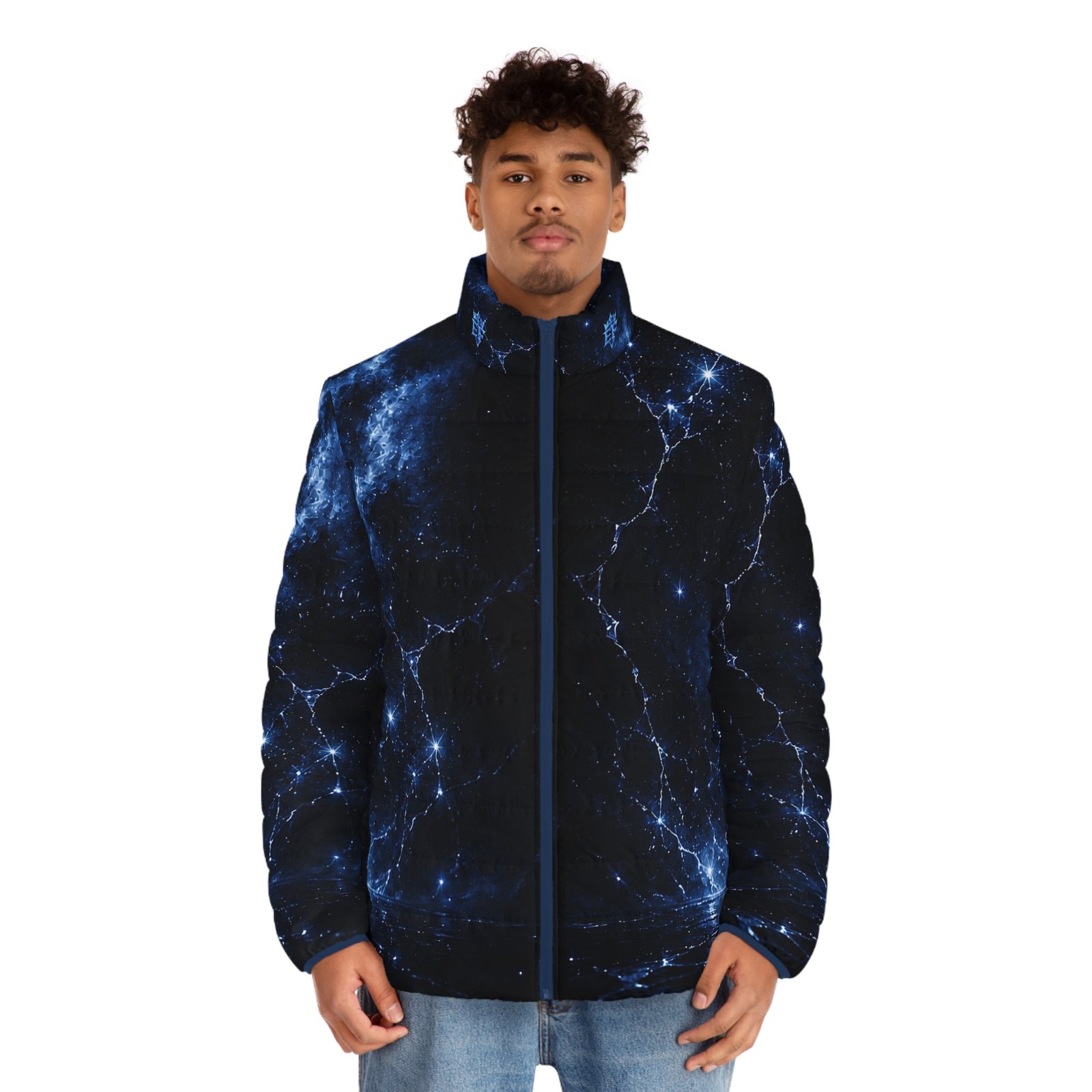 echoflame galaxy nebula puffer jacket — men’s starfield all over print echoflame galaxy nebula puffer jacket — men’s starfield all over print