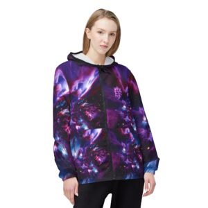 echoflame galaxy nebula windbreaker jacket – purple cosmic aop hooded windbreaker
