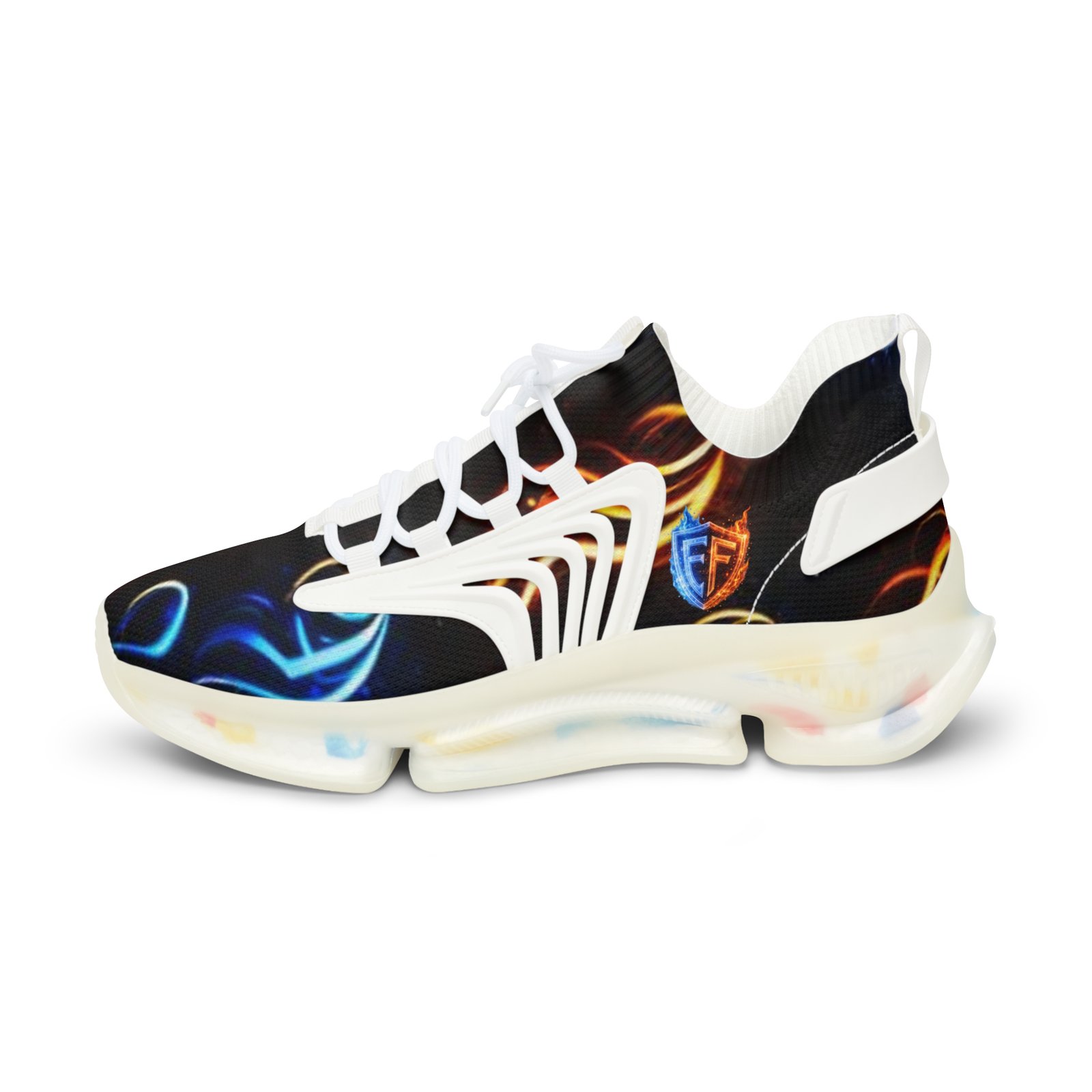 echoflame men's mesh sneakers — neon flame abstract athletic shoes echoflame men's mesh sneakers — neon flame abstract athletic shoes