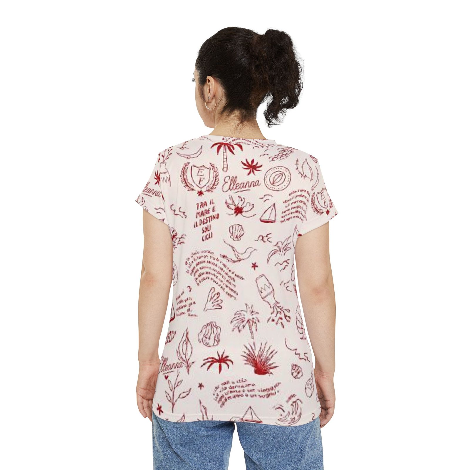 echoflame women's doodle beach tee – all over print tropical sketch shirt echoflame women's doodle beach tee – all over print tropical sketch shirt