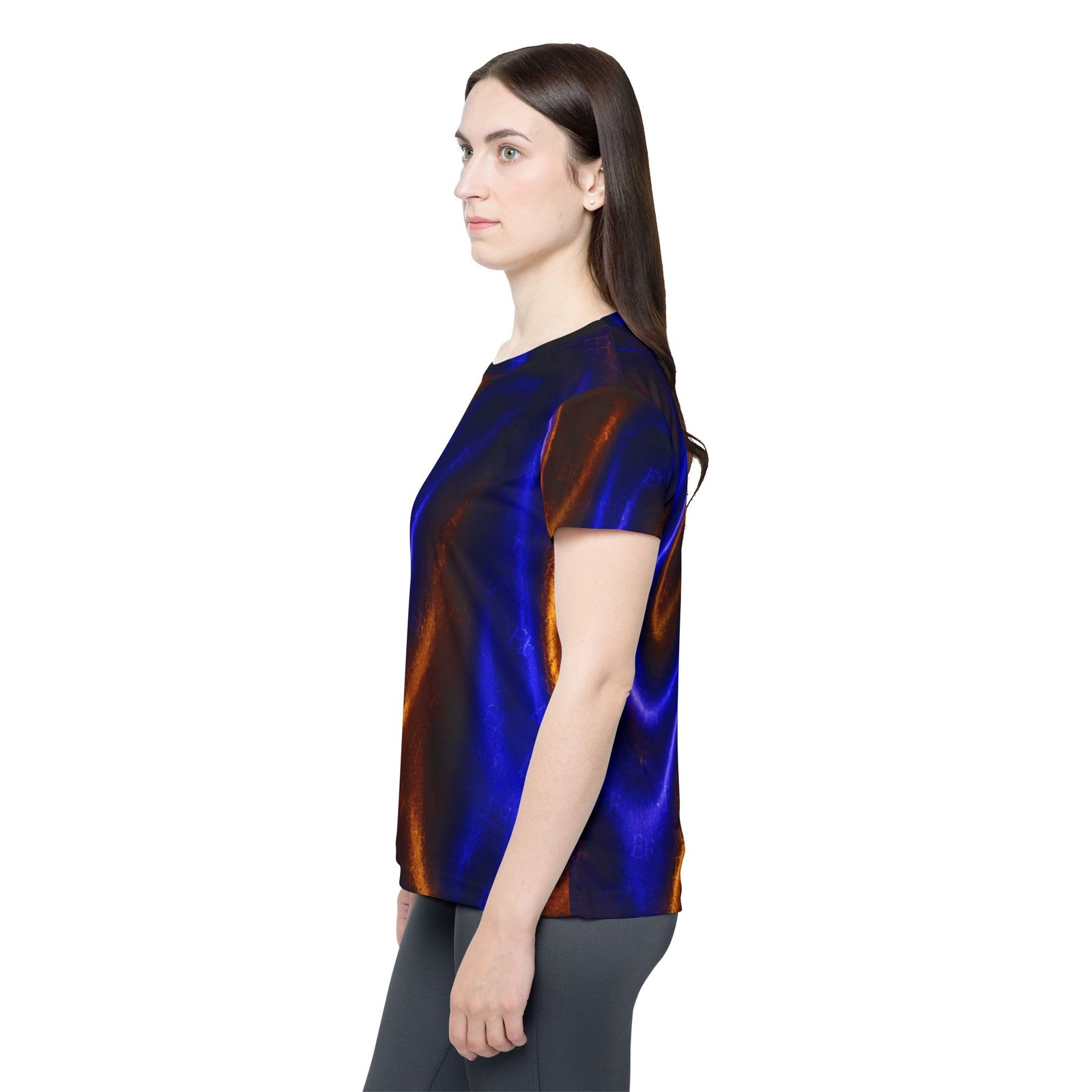 echoflame women's sports jersey iridescent blue & copper satin wave all over print echoflame women's sports jersey iridescent blue & copper satin wave all over print
