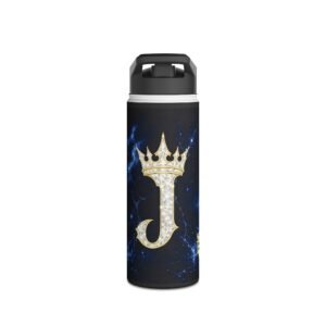 echoflame personalized 'jay' stainless steel water bottle — crowned initial design, insulated travel bottle