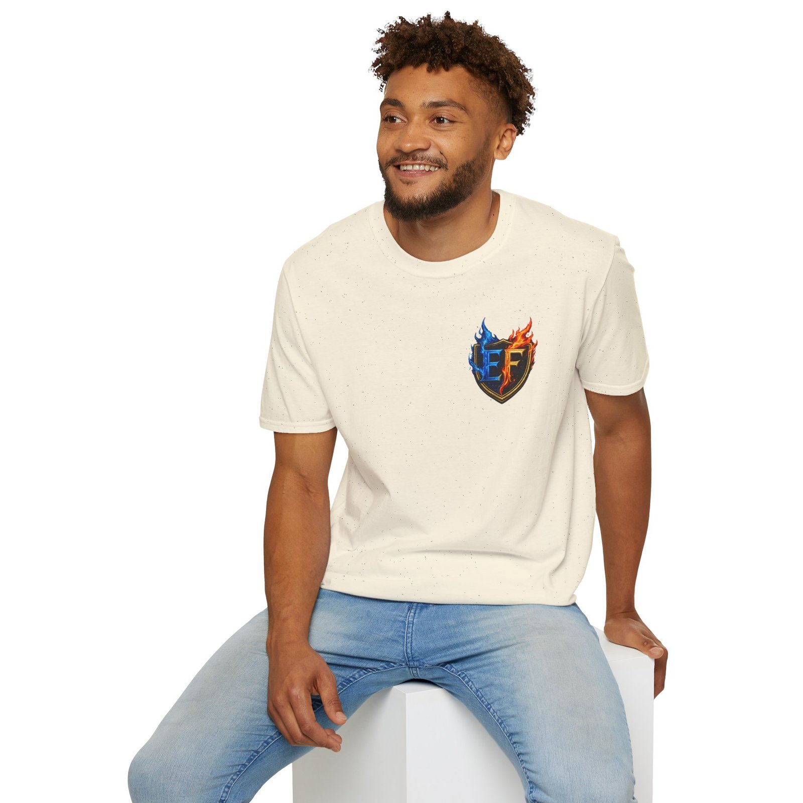 echoflame shield crest t shirt — ef flame logo (blue & red) echoflame shield crest t shirt — ef flame logo (blue & red)