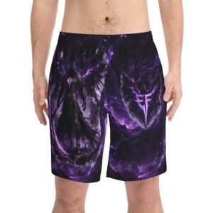 echoflame null seraph men's beach shorts – cosmic storm aop swim trunks