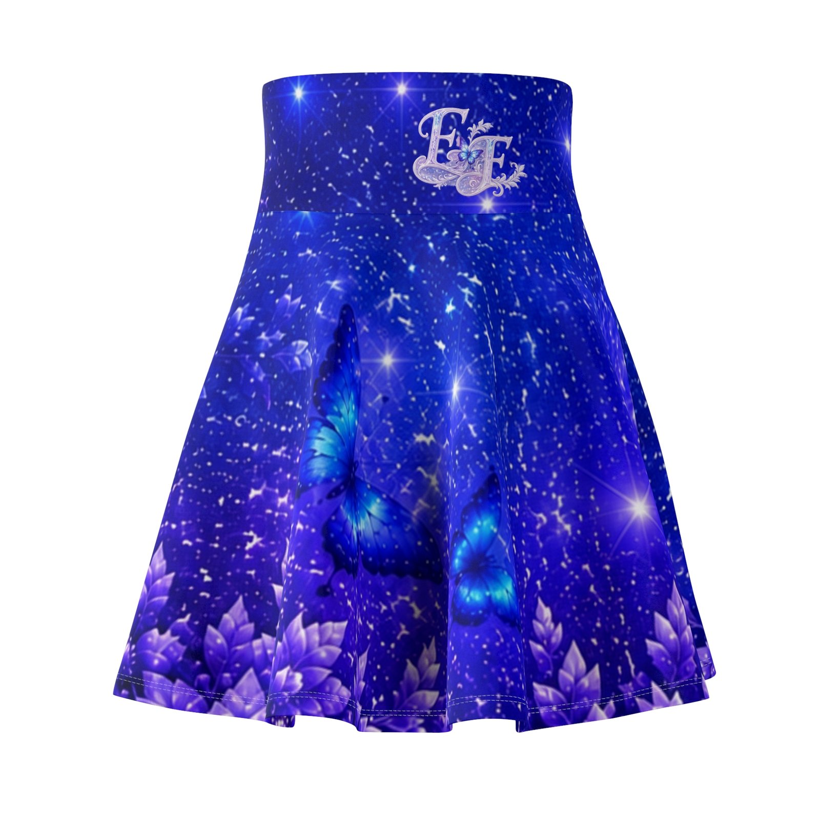 echoflame galaxy blue skater skirt — starry night cosmic print echoflame galaxy blue skater skirt — starry night cosmic print