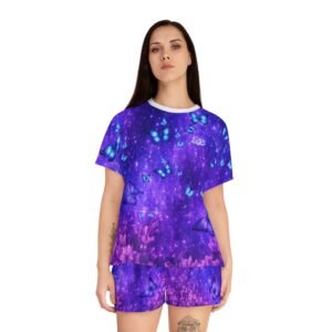 echoflame butterfly dream women's pajama set — purple galaxy all over print