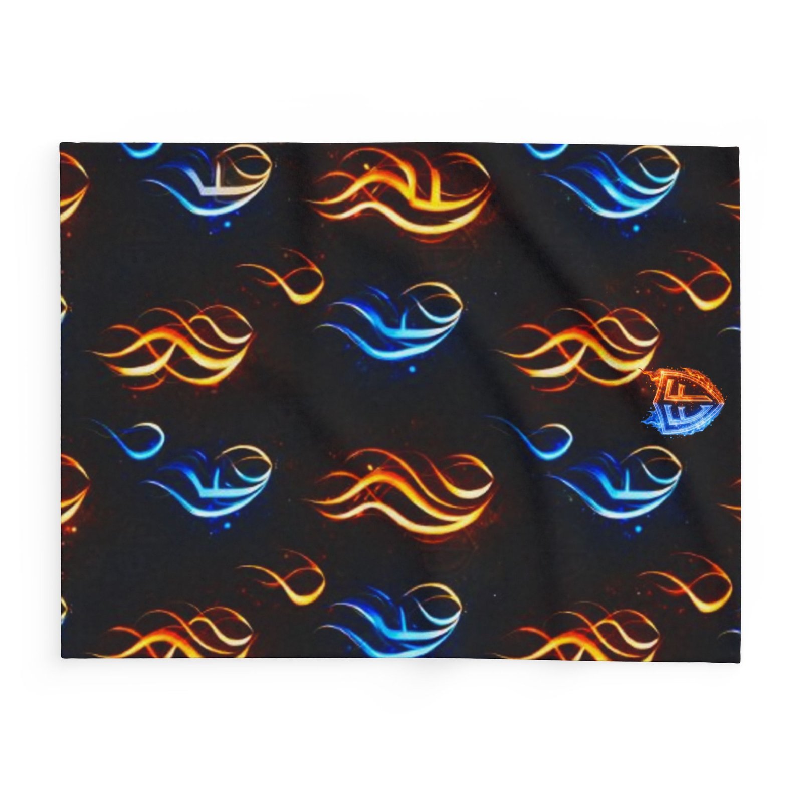 echoflame flame pattern arctic fleece blanket — blue & orange fire design cozy throw echoflame flame pattern arctic fleece blanket — blue & orange fire design cozy throw