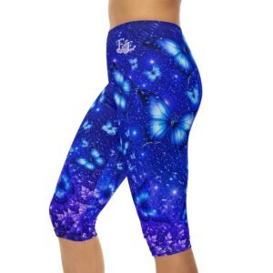 echoflame blue butterfly capri leggings – floral magic aop