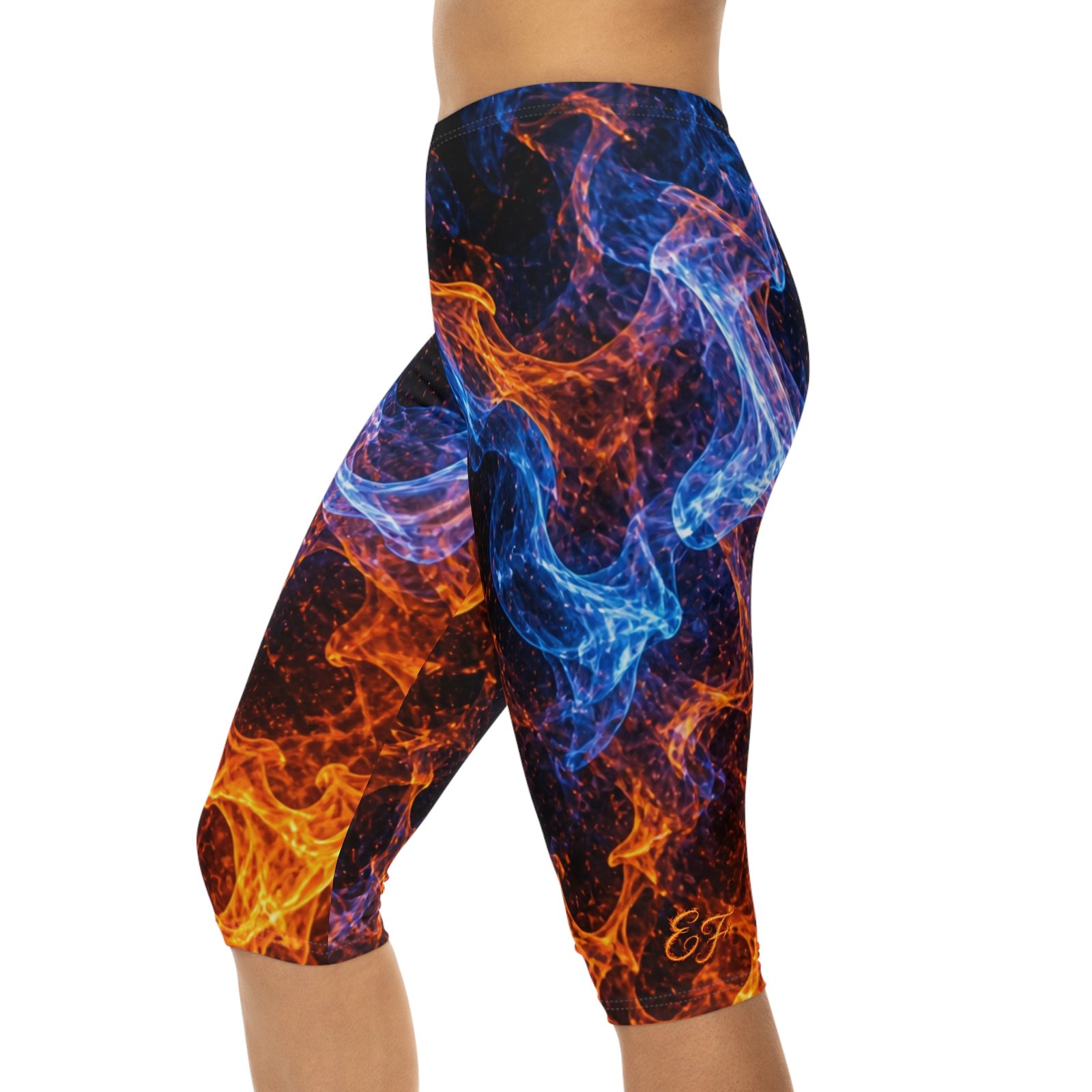 echoflame fire & ice capri leggings — women's abstract flame activewear echoflame fire & ice capri leggings — women's abstract flame activewear