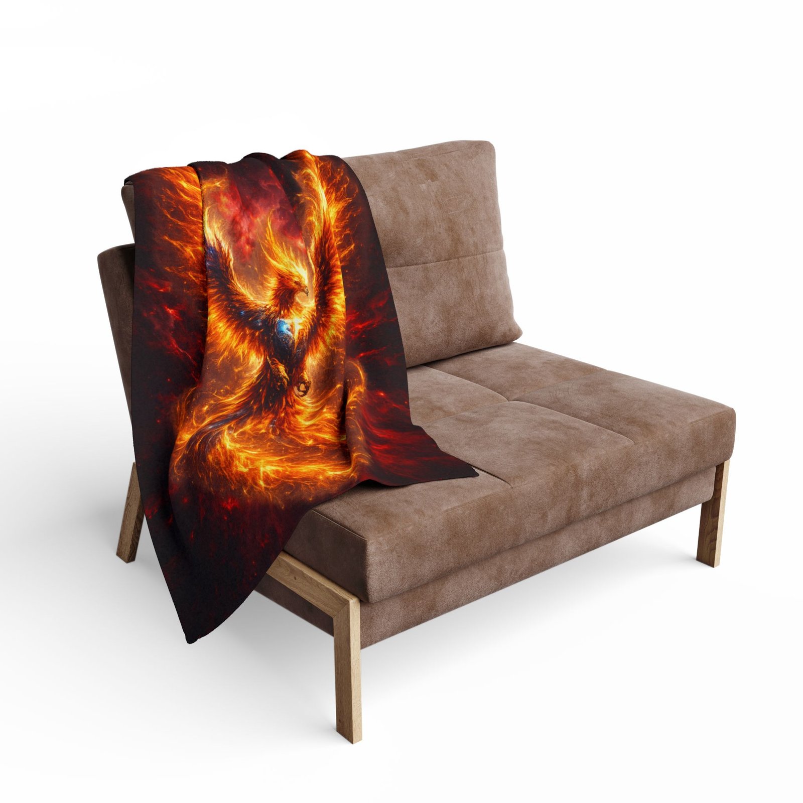 echoflame phoenix fire fleece blanket — fiery mythical bird throw echoflame phoenix fire fleece blanket — fiery mythical bird throw