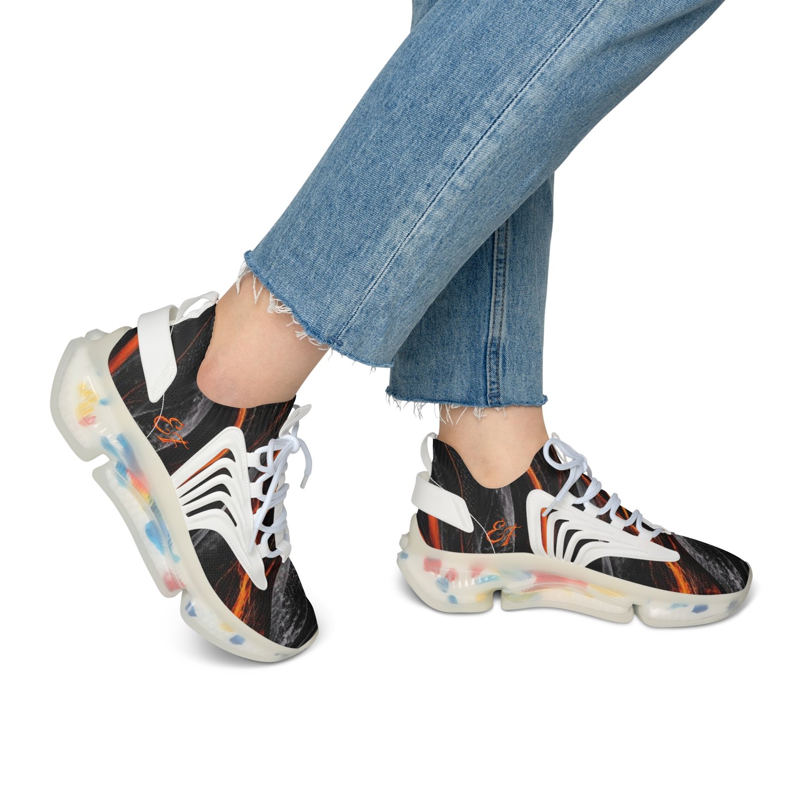 echoflame women’s mesh sneakers — black flame abstract athletic shoes echoflame women’s mesh sneakers — black flame abstract athletic shoes