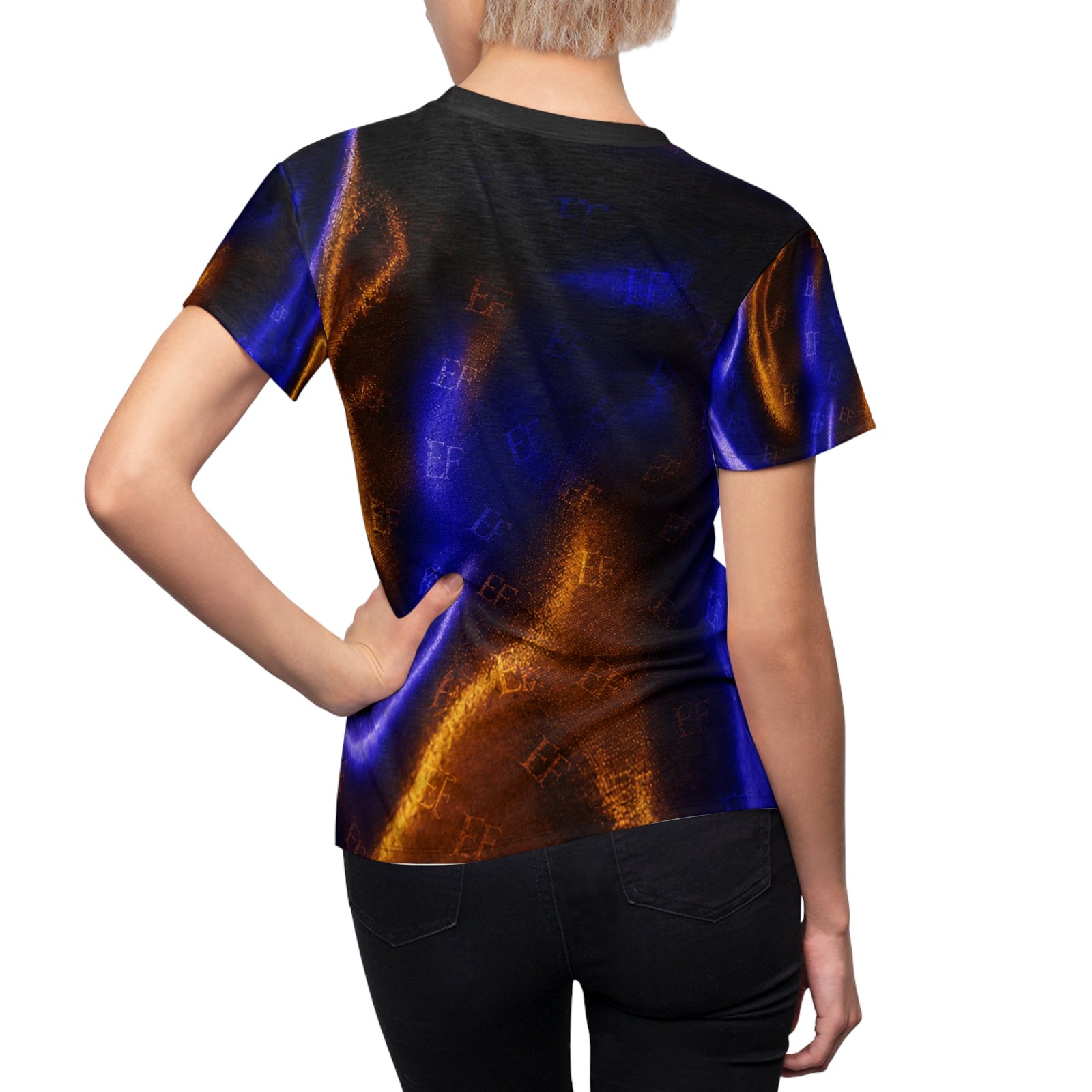 echoflame women's abstract blue & copper all over print tee echoflame women's abstract blue & copper all over print tee