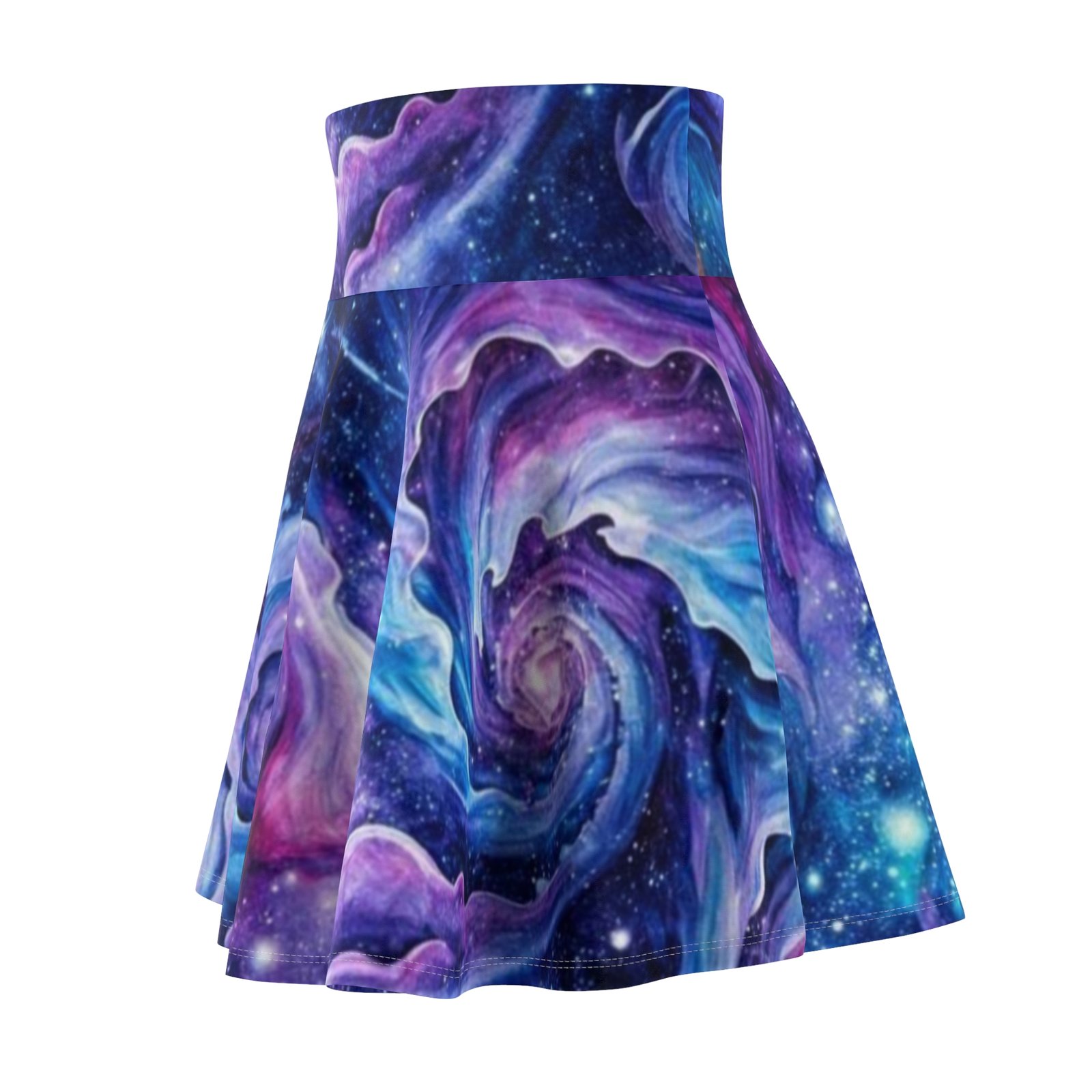 echoflame galaxy swirl women's skater skirt purple blue nebula aop echoflame galaxy swirl women's skater skirt purple blue nebula aop