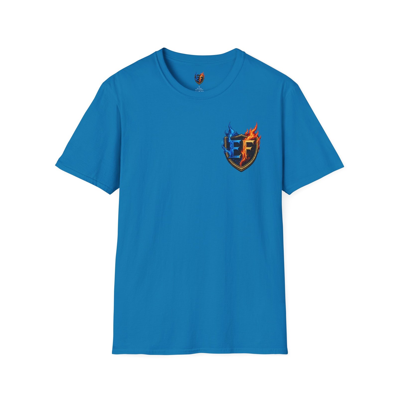 echoflame shield crest t shirt — ef flame logo (blue & red) echoflame shield crest t shirt — ef flame logo (blue & red)