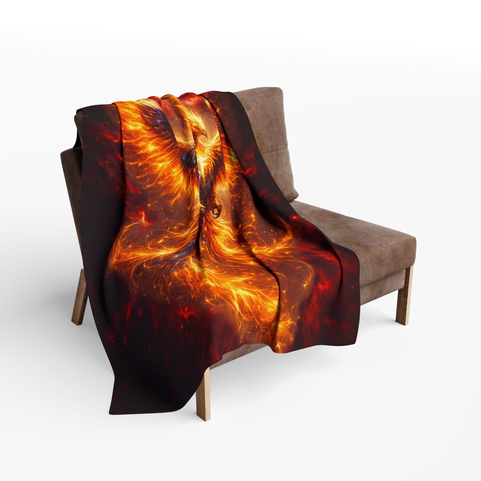 echoflame phoenix fire fleece blanket — fiery mythical bird throw echoflame phoenix fire fleece blanket — fiery mythical bird throw